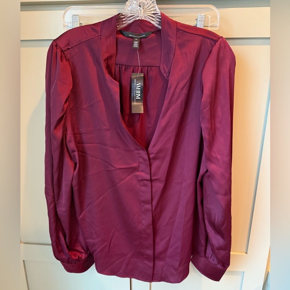 NWT White House Black Market Women's (WHBM) Burgundy Blouse
